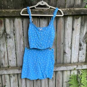 FREE w/purchase Lottie Moss PacSun Set floral skirt + top ruffle straps XS+S